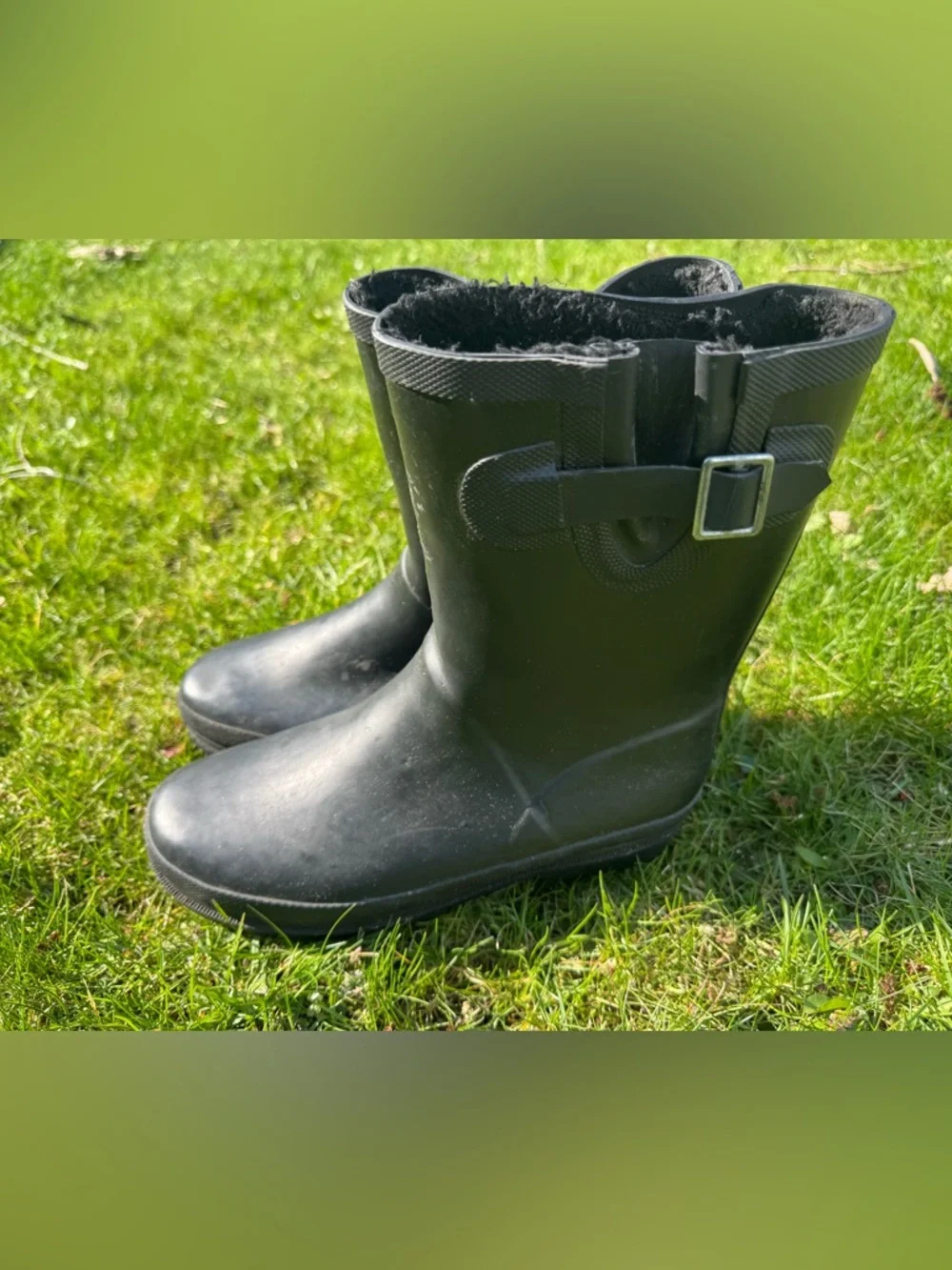 Kids Black Waterproof Winter Rain Boots with Faux Fur Lining Size 5 (big kid)